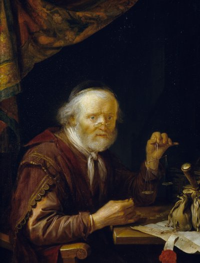 Pesando ouro de Gerrit or Gerard Dou