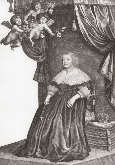 Maria de Médicis, rainha de França. Retrato (impressão) de Gerrit van (after) Honthorst
