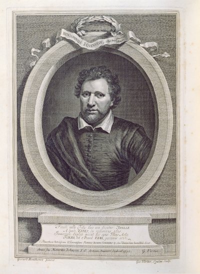Ben Jonson (1573-1637), gravado por George Vertue (1684-1756), 1730 de Gerrit van Honthorst