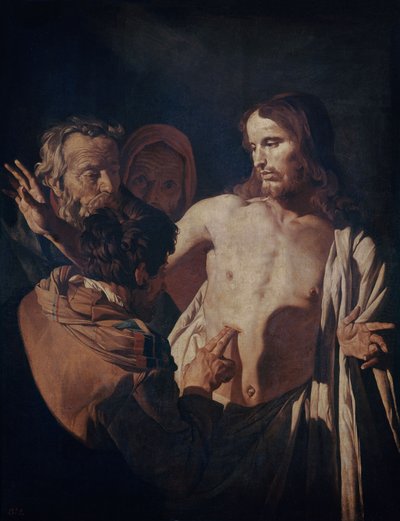 A Incredulidade de São Tomás, c.1620 (óleo sobre tela) de Gerrit van Honthorst