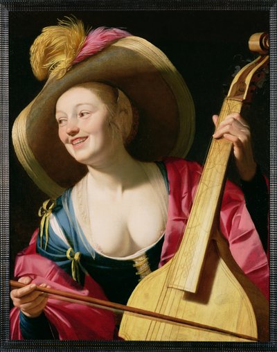 O tocador de viola-da-gamba (ver também 64635) de Gerrit van Honthorst