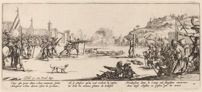O pelotão de fuzilamento de Gerrit van Schagen after Jacques Callot