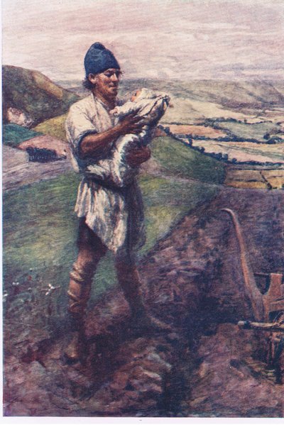 "Num sulco no campo o lavrador encontrou-te", Histórias da Rainha das Fadas publicadas por George Harrap and Company de Gertrude E. Demain (after) Hammond