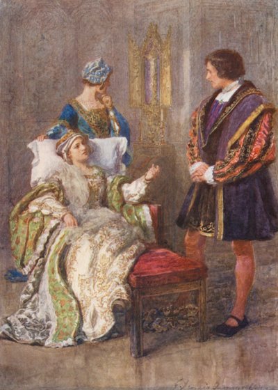 Shakespeare, Rei Henrique VIII (litografia a cores) de Gertrude E. Demain (after) Hammond
