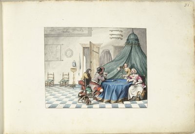Jogadores de cartas num interior de Gesina ter Borch (signed by artist)