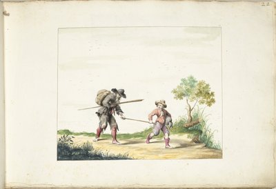 Velho mendigo cego liderado por um menino de Gesina ter Borch (signed by artist)