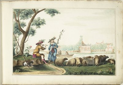 Desempenho pastoral por um rio de Gesina ter Borch (signed by artist)