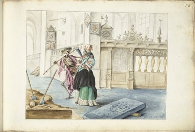Mulher (Aeltien?) ao lado da Morte na Igreja de São Miguel, Zwolle de Gesina ter Borch (signed by artist)