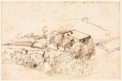 Quinta com Árvores em Paisagem Acidentada Verso, 1567. de Gherardo Cibo