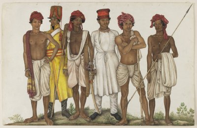 Seis Recrutas, fólio do Álbum Fraser de Ghulam Ali (family of) (attr. to) Khan