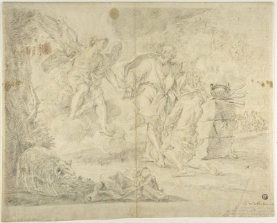 O sacrifício de Isaac por Abraão de Giacinto Calandrucci