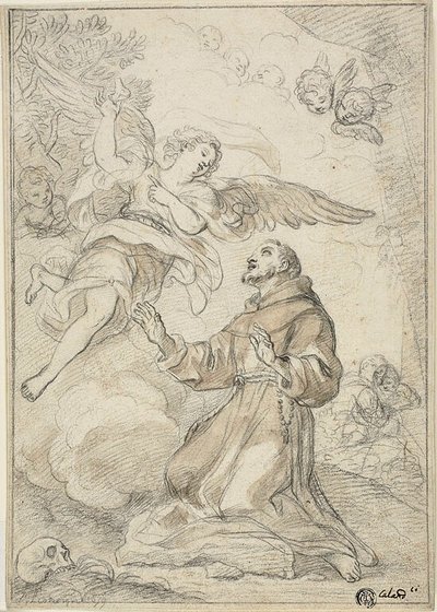 Anjo que aparece a São Domingos de Giacinto Calandrucci