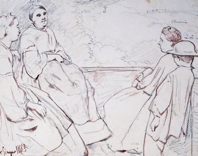 Família Gigante: sua esposa Luisa, suas filhas Elisa, Elenuccia e Nini de Giacinto Gigante