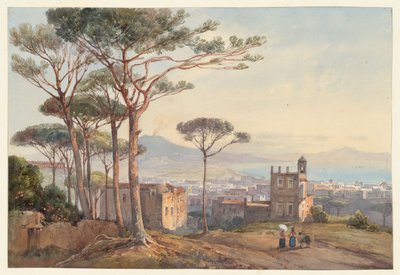 Nápoles vista da Conocchia, uma das quatro pequenas vistas de Nápoles de um Álbum Amicorum de Giacinto Gigante
