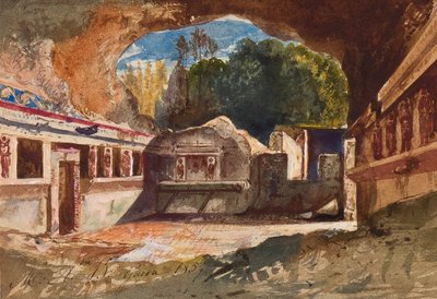 O tepidário, Pompéia, com adições da Princesa Maria Annunziata di Borbone (1843-1871), 1857 (lápis, wc e guache sobre papel) de Giacinto Gigante