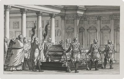 O Imperador Paulo I Deitado no Estado com uma guarda de honra de Giacomo Antonio Domenico Quarenghi