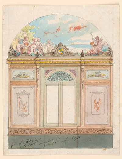 Desenho, Decoração de parede pintada, 1870 de Giacomo Casa