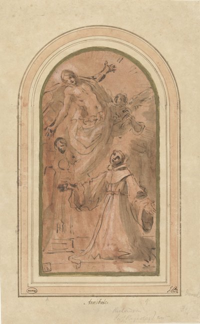 Cristo Aparece ao Beato Giovanni da San Facondo de Giacomo Cavedone