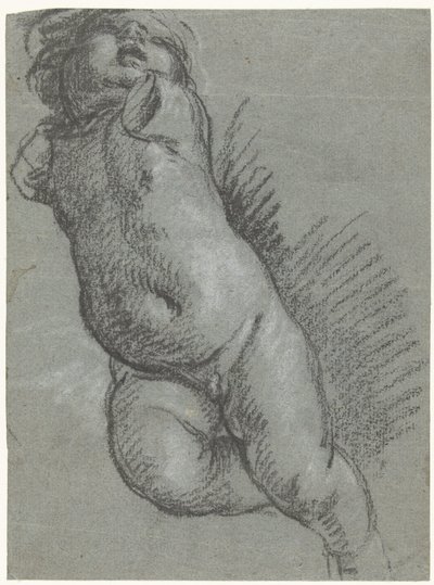 Estudo de um putto flutuante de Giacomo Cavedone