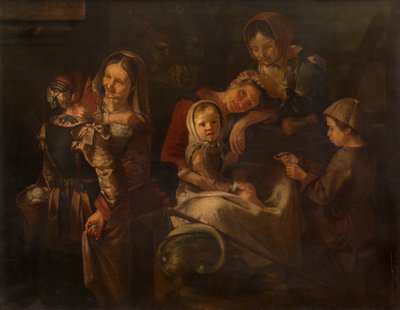 Mulheres e crianças camponesas de Giacomo Francesco Cipper