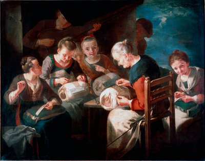 As bordadeiras Pintura de Giacomo Francesco Cipper diz a Colecção Privada Todeschini (séc. XVII-XVIII) de Giacomo Francesco Cipper