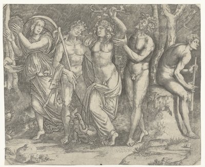 Bacchus e bacchantes e meanade com pandeiro de Giacomo Francia