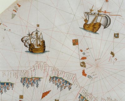 Um mapa náutico, detalhe das Ilhas Canárias, 1564 de Giacomo Maggiolo
