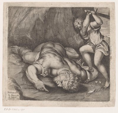 Davi decapita Golias Cenas após afrescos de Pordenone no Santo Stefano em Veneza (título da série) de Giacomo Piccini