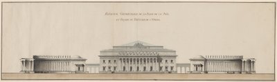 Elevação geométrica da Praça da Paz e fachada da Ópera de Giacomo Quarenghi