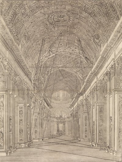 Andaime Erguido para Restauração da Abóbada da Basílica de São Pedro: Visão Geral..., ca. 1773. de Giacomo Sangermano