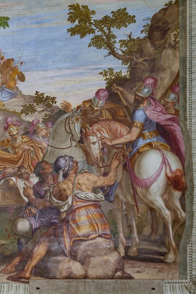 Alexandre o Grande cobrindo o cadáver de Dário com um manto, Salão Principal de Giambattista (1526 78) Zelotti