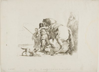 O cavaleiro ao lado de seu cavalo, de Capricci de Giambattista Tiepolo