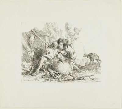 Dois mágicos e uma criança, de Scherzi de Giambattista Tiepolo