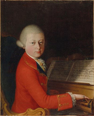 Retrato de Wolfgang Amadeus Mozart 1756-1791 aos 13 anos em Verona, 1770. de Giambettino Cignaroli