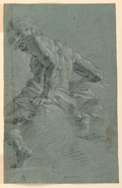 Estudo de Hermes, Estudo Preparatório para a Queda dos Gigantes, Teto Fresco no Palazzo Moroni, Bergamo de Gian Giacomo Barbelli