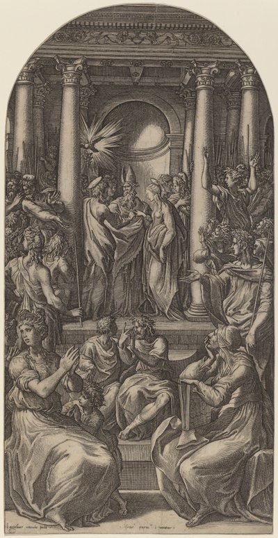 O Casamento da Virgem de Gian Jacopo Caraglio after Parmigianino