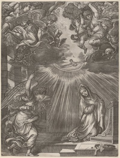 A Anunciação de Gian Jacopo Caraglio after Titian