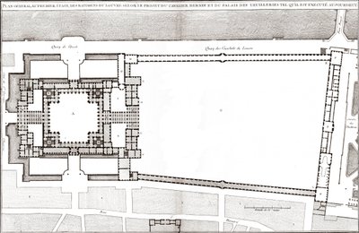 Plano geral do projeto de Bernin para o Louvre e Tuileries em "Francoise Architecture" de Jacques-Francois Blondel de Gian Lorenzo (after) Bernini