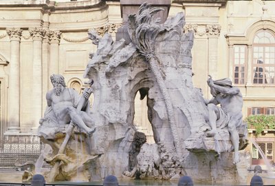 Fonte dos Quatro Rios (Fonte dos Quatro Rios), 1651 de Gian Lorenzo Bernini