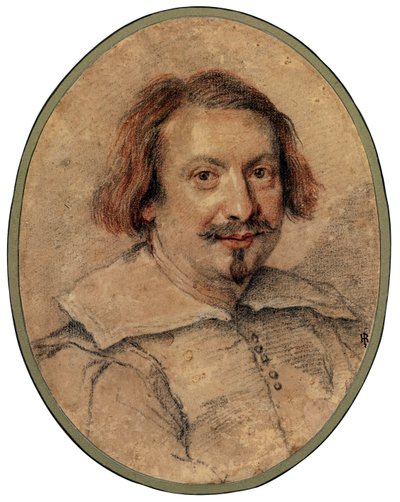 Retrato de Ottaviano Castelli par Bernini, Gianlorenzo (1598-1680), - Giz preto e sangue sobre papel, 24,5x19 - Coleção Particular de Gian Lorenzo Bernini