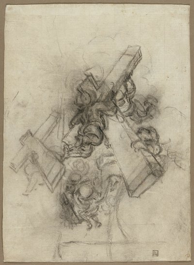 Putti carregando a cruz (anverso); Estudos de uma mão (verso) de Gian Lorenzo Bernini