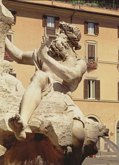A, chafariz, de, a, quatro rios, detalhe, de, figura, representando, a, rio, danúbio, 1648-51, detalhe pedra, de, 96887 de Gian Lorenzo Bernini