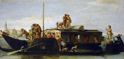 Barroco: O Barco do Correio (Il Burchiello) de Tiepolo, Giandomenico (1727-1804), ca. 1764-1765. Óleo sobre tela, 38x78,3. Museu de História de Arte, Viena de Giovanni Domenico Tiepolo