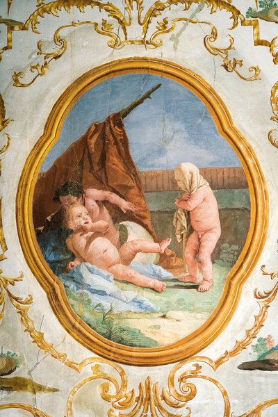 Afresco da Sala Putti, na Foresteria (Guesthouse) 1757 de Giovanni Domenico Tiepolo