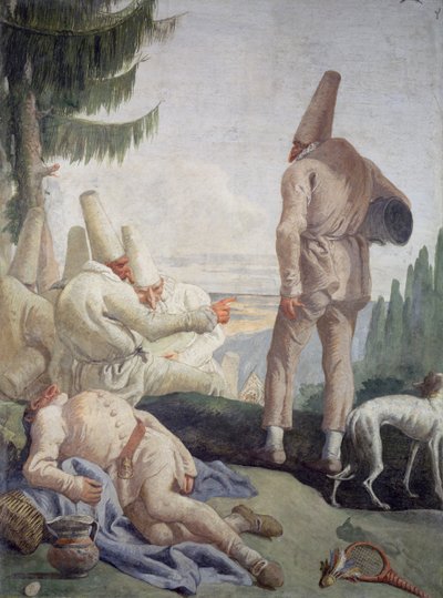 Pulcinella no feriado de Giovanni Domenico Tiepolo