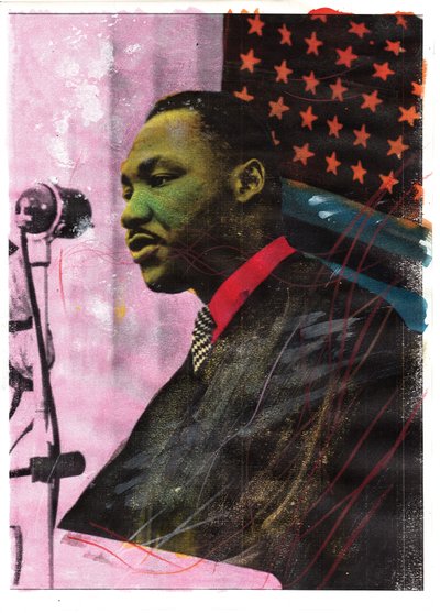 Retrato de Martin Luther King, 2011 (técnica mista) de Gianluca Costantini