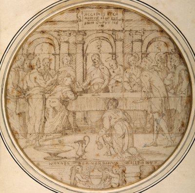 A Eucaristia (caneta e tinta castanha sobre papel) de Giannicola di Paolo