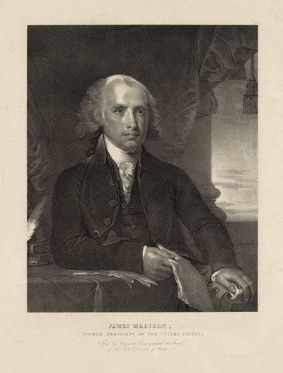 James Madison, Quarto Presidente dos Estados Unidos, c.1828 (litho) de Gilbert (after) Stuart