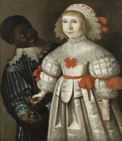 Filha de Florence Poulett e Thomas Smyth de Ashton Court, com sua página negra, c.1640 (óleo sobre tela) de Gilbert (circle of) Jackson
