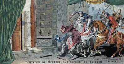 Tentativa de assassinato em Olivier V de CLISSON (1336-1407) connetable francais. Ilustração de Gilbert, final do século XIX. de Gilbert